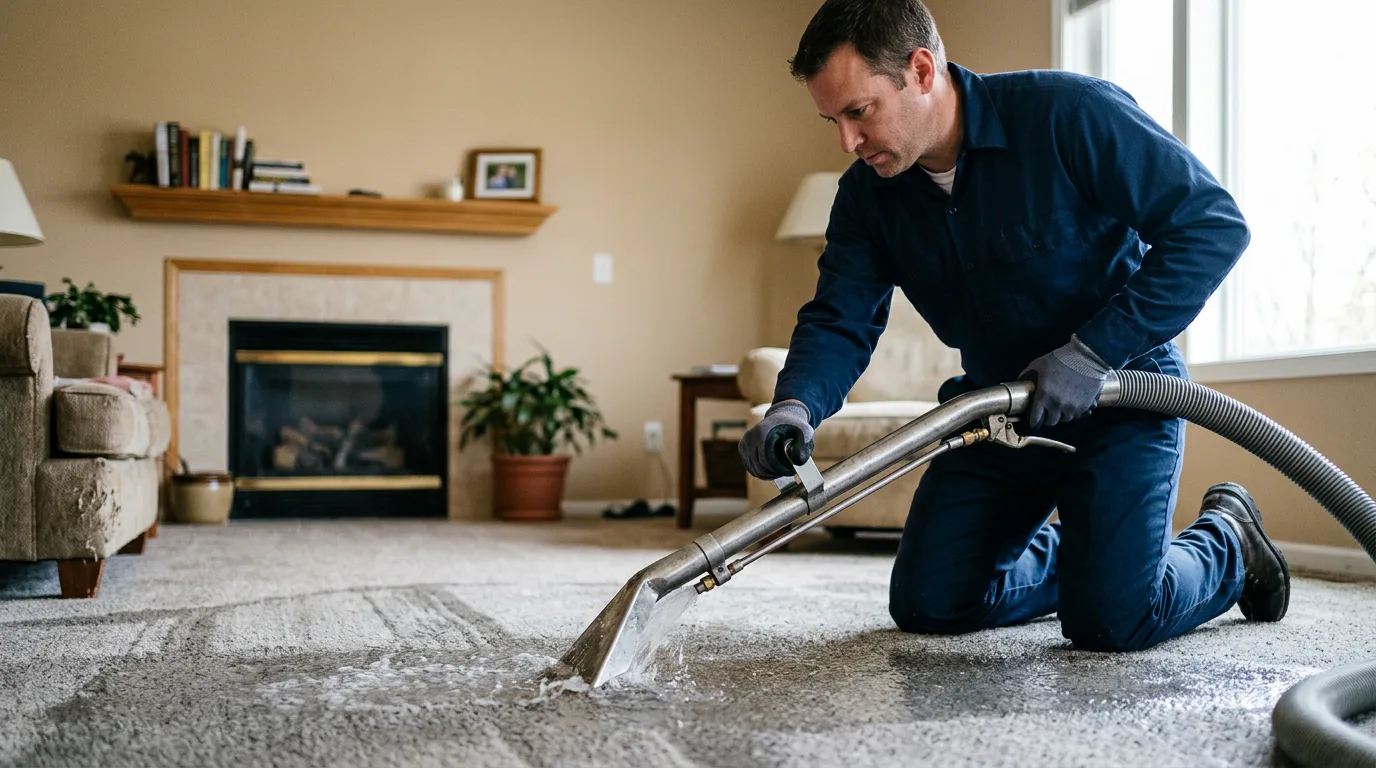 Water damage restoration technician working near Sarona, WI